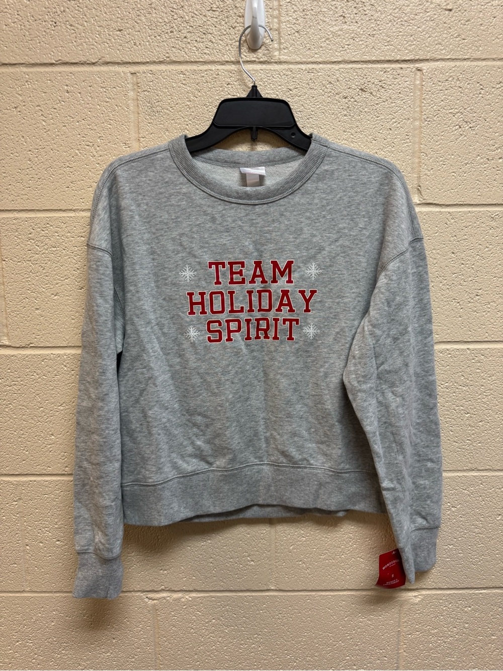 Wondershop Light Gray Crewneck Sweatshirt with Red 'Team Holiday Spirit' Text